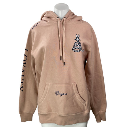 Greyson Womens Pink Cobra Rabbit Embroidered Hoodie Hooded Sweatshirt Top Size S