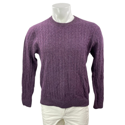 Raffi Men's Purple 100% Cashmere Cable Knit Crew Neck Long Sleeve Sweater Top XL