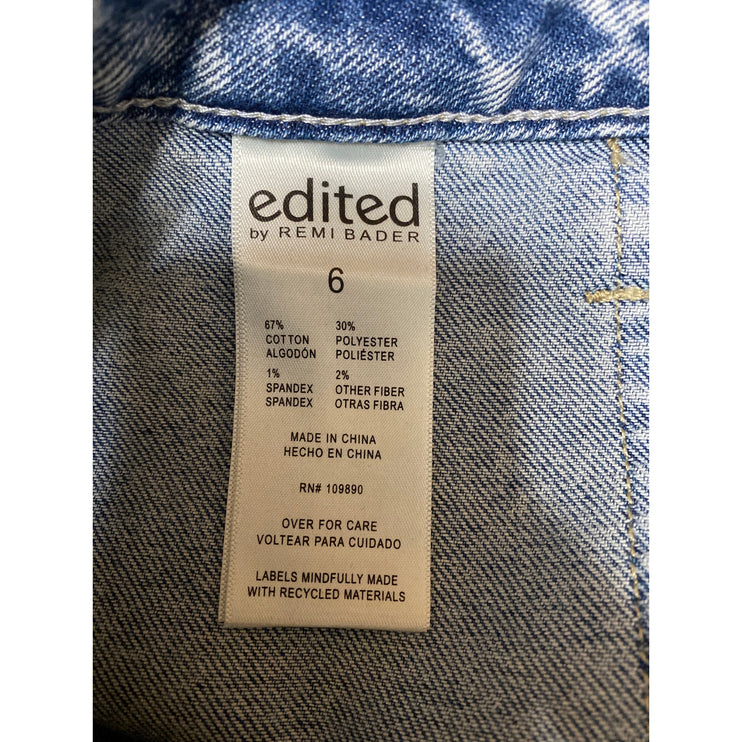 Edited by Remi Bader Women's Blue High Waisted Frayed Hem Mini Pencil Skirt Sz 6