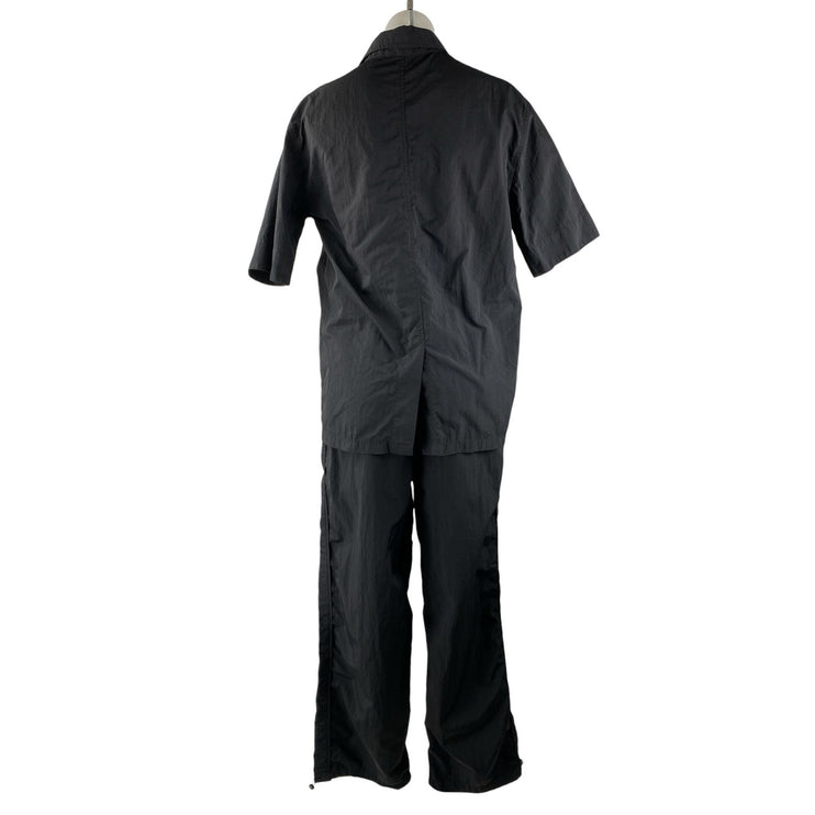 Oak + Fort Womens Black Short Sleeve Button Up Utility Pants 2 Piece Set Size XS