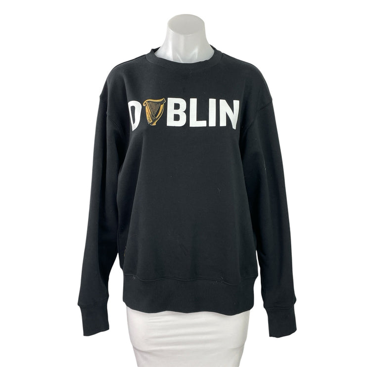 Guinness Womens Black Dublin Crew Neck Graphic Long Sleeve Sweatshirt Top Size S