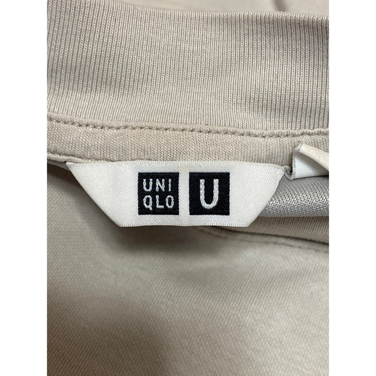 Uniqlo Airism Womens Beige Short Sleeve Crew Neck Basic Tee T-Shirt Top Size L