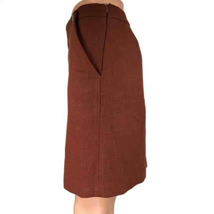 Cynthia Rowley Women's Brown Wool Zipper Knee Length Straight Pencil Skirt Sz 6