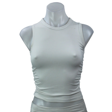 Lululemon Women's White Sleeveless Crew Neck Crop Yoga Athletic Tank Top Size S