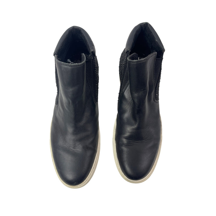 Kenneth Cole Kalvin Black Leather Beaded Slip On High Top Sneakers Shoes Size 10