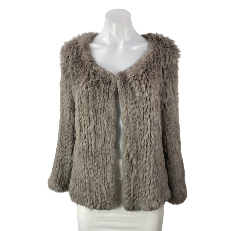 NEW New York Look Women's Taupe Faux Fur Plush Open Blazer Coat Jacket Size M