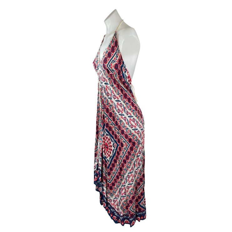 Flying Tomato Multicolor Sleeveless Halter Bohemian Summer Maxi A-Line Dress M