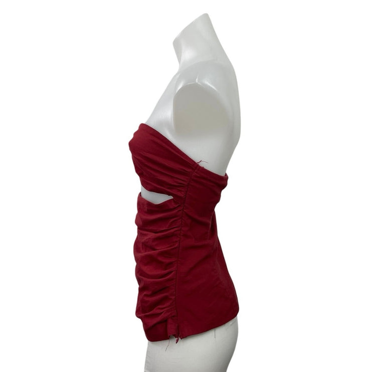 4th + Reckless Red Strapless Sweetheart Cutout Bandeau Tube Blouse Top Size M