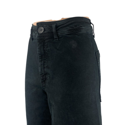 Zara Women's Black High Rise Raw Hem Wide Leg Baggy Palazzo Denim Jeans Size 6