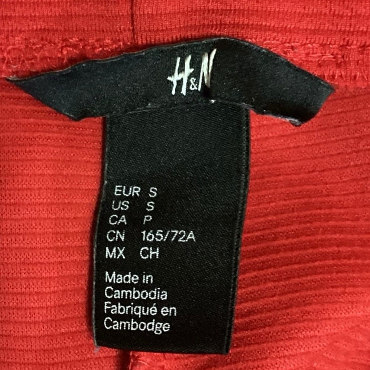 H&M Women's Red High Waisted Back Zipper Knee Length Fitted Pencil Skirt Size S