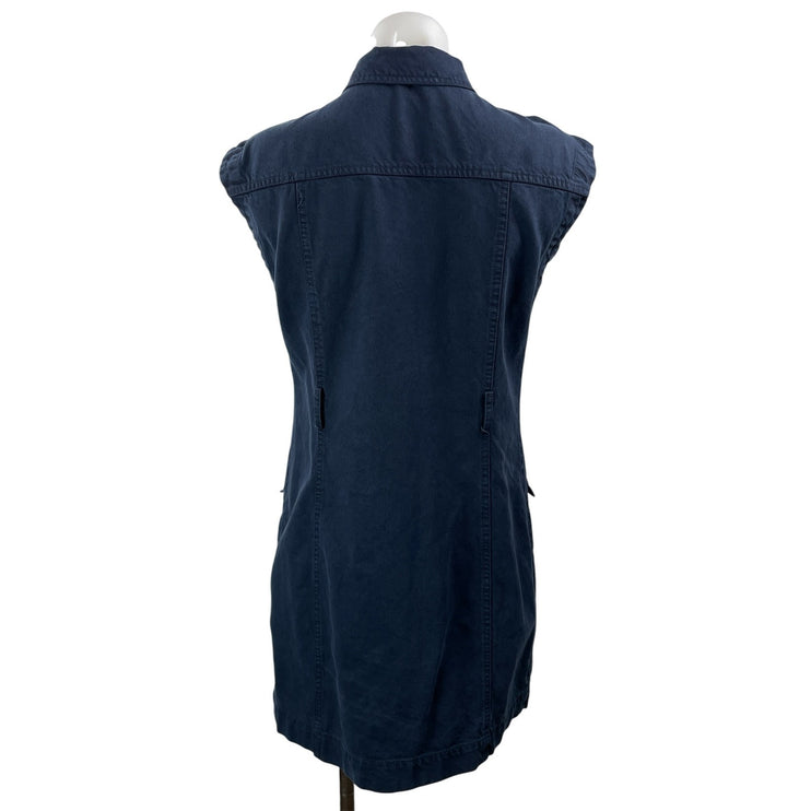 YPB Abercrombie & Fitch Navy Blue Short Sleeve Button Denim Jean Shirt Dress XS