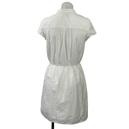 J.Crew Mercantile White Eyelet Embroidered Short Sleeve A Line Mini Dress XS