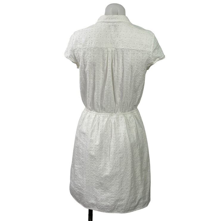 J.Crew Mercantile White Eyelet Embroidered Short Sleeve A Line Mini Dress XS