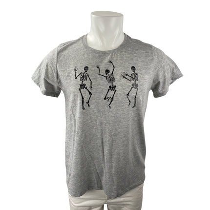 Celebrate! Halloween Gray Skeleton Crew Neck Short Sleeve Tee T-Shirt Top Size L