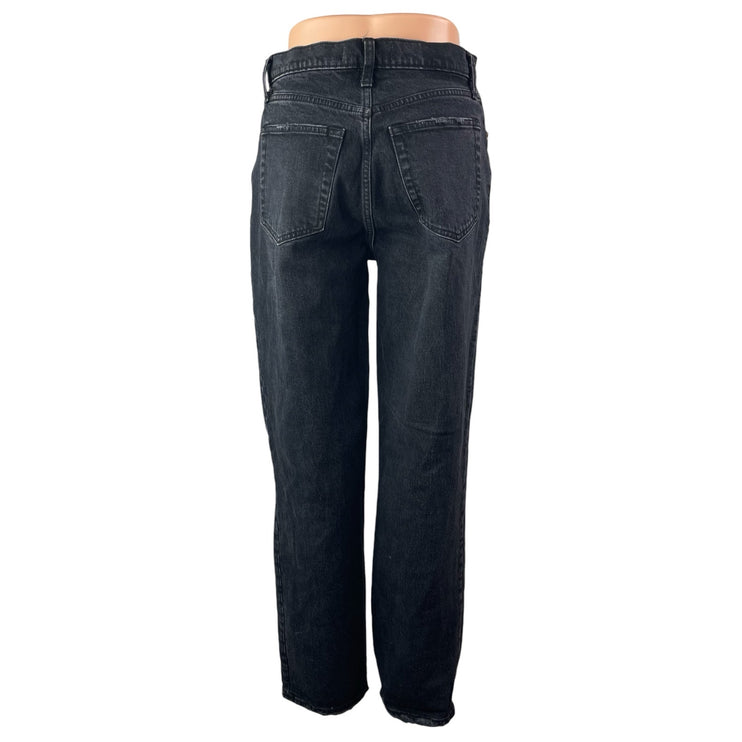 Abercrombie & Fitch 90's Straight Black High Rise Distressed Denim Jeans Size 28