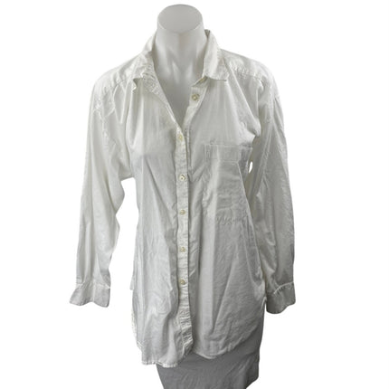 Ann Taylor LOFT Women's White Long Sleeve Collar Button Down Shirt Top Size M