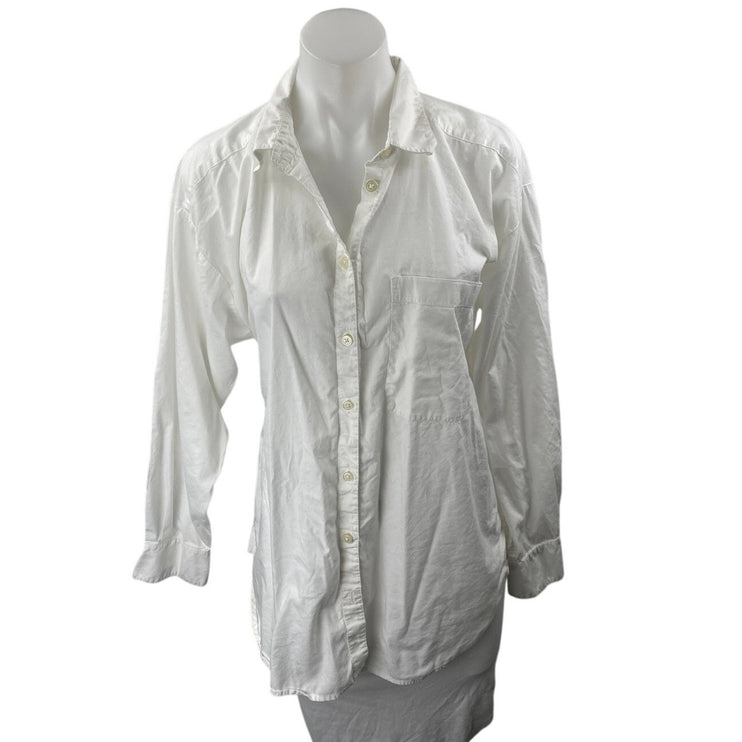 Ann Taylor LOFT Women's White Long Sleeve Collar Button Down Shirt Top Size M