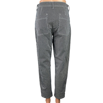 Maison Standards Black White Striped High Waisted Straight Denim Jeans Size 36