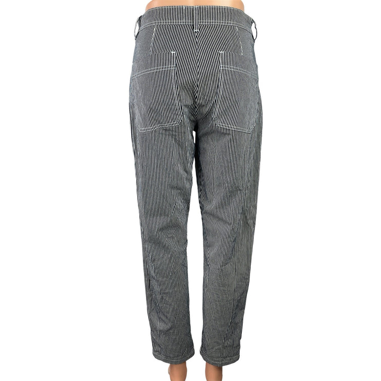 Maison Standards Black White Striped High Waisted Straight Denim Jeans Size 36