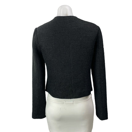 Maria Filo Women's Black Long Sleeves Textured Tweed Zip Up Coat Jacket Size 38