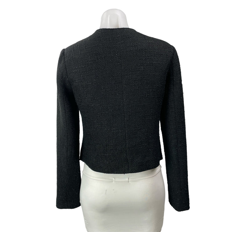 Maria Filo Women's Black Long Sleeves Textured Tweed Zip Up Coat Jacket Size 38