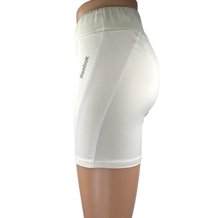 Reebok Playdry Women's White Compression Athletic Workout Fitness Biker Shorts M