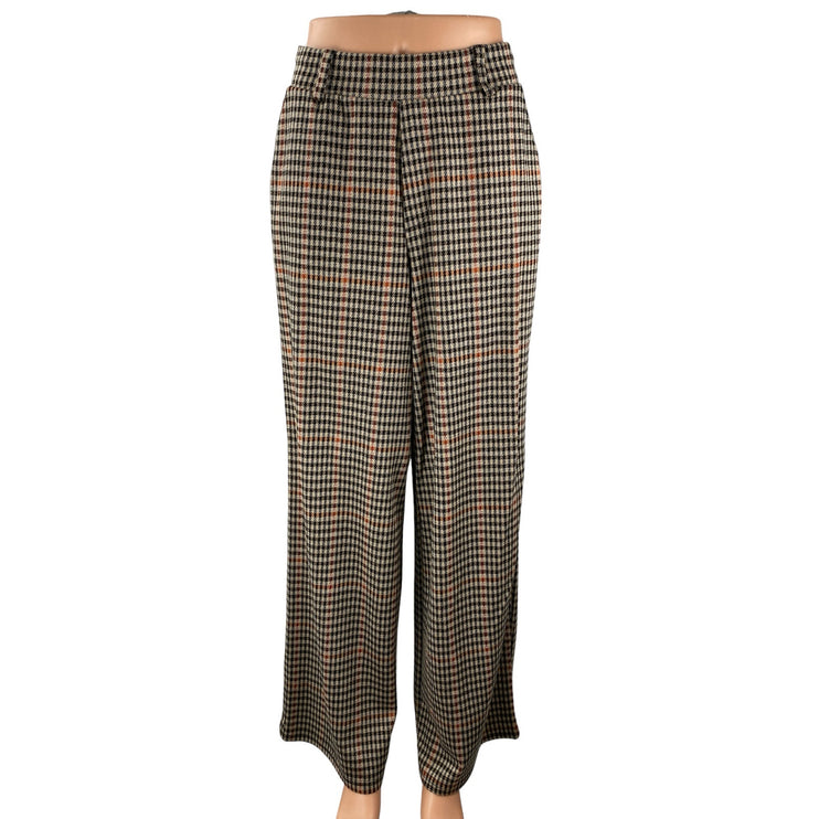 BBJ Los Angeles Plaid Check High Rise Palazzo Wide Leg Trousers Dress Pants Sz S