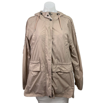 Lucky Brand Brown Tan Zip Up Long Sleeve Hooded Hoodie Utility Coat Jacket Sz M