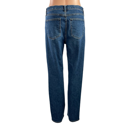 Uniqlo Womens Blue Medium Wash Mid Rise Straight Leg Denim Jeans Pants Size 28