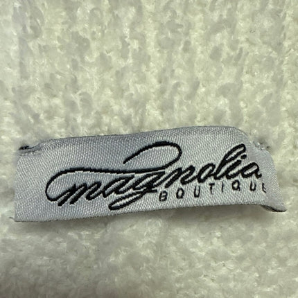 Magnolia Boutique White Fleece High Waisted Pull On Wide Leg Lounge Pants Sz S
