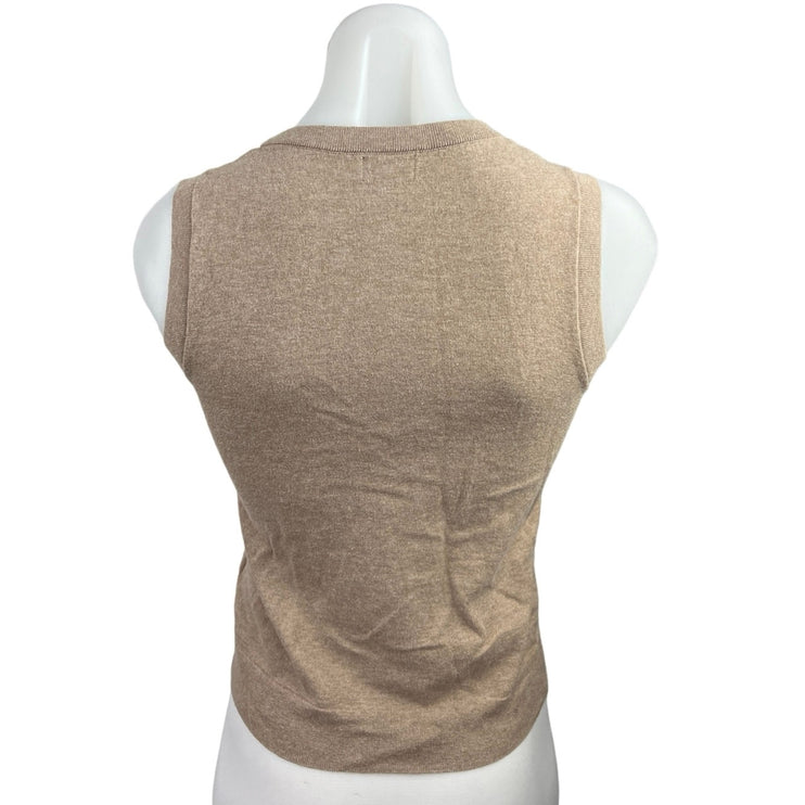 J.Crew Classic Sweater Shell Tan Sleeveless Round Neck Stretch Knit Tank Top XS