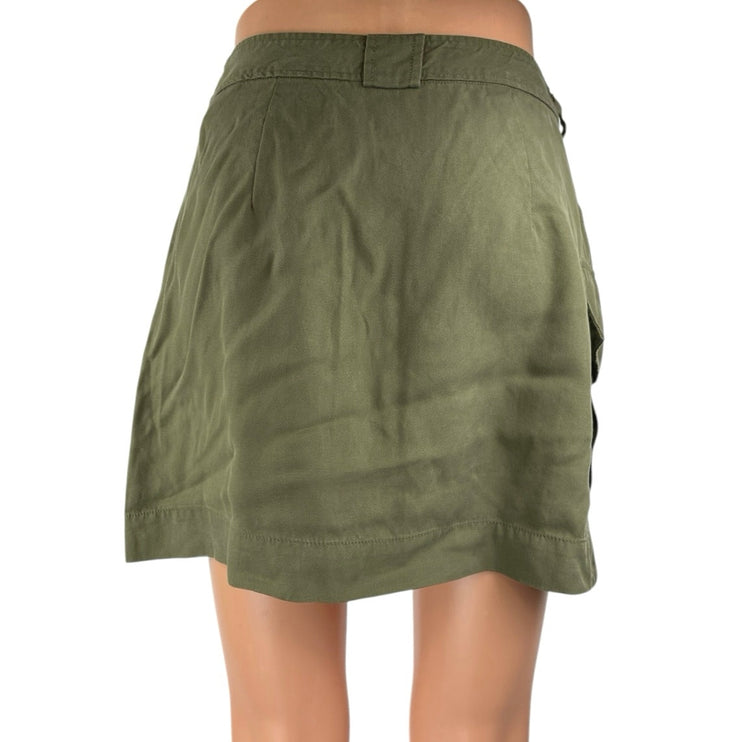 Rachel Roy Olive Green Utility Pocket Tie Waist Cargo Wrap Mini Pencil Skirt S