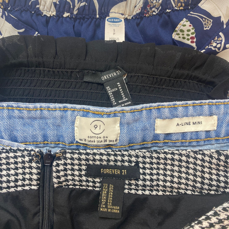 Old Navy Cotton On Women Multi Denim Ruffle Mini Skirt 4Pc Lot Set Size M/S/6/26
