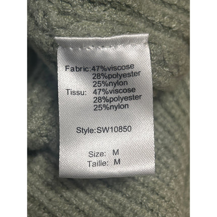 Elan Women's Green Short Sleeve Ribbed Knit 1/4 Zip Turtleneck Sweater Top Sz M