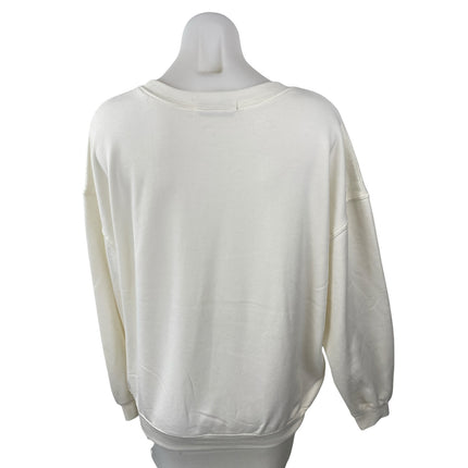 Wound Up Cream Cherry Bow Fleece Just A Girl Long Sleeve Sweatshirt Top Size L