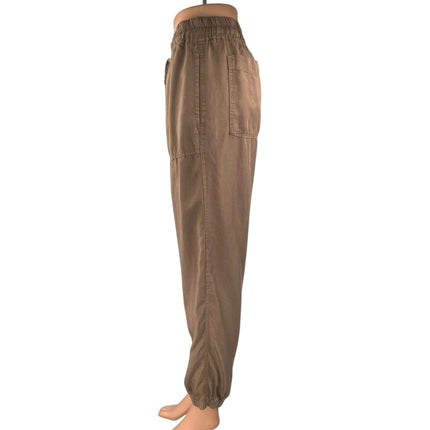 Love Tree Women's Brown High Rise Drawstring Tapered Trousers Pants Size M