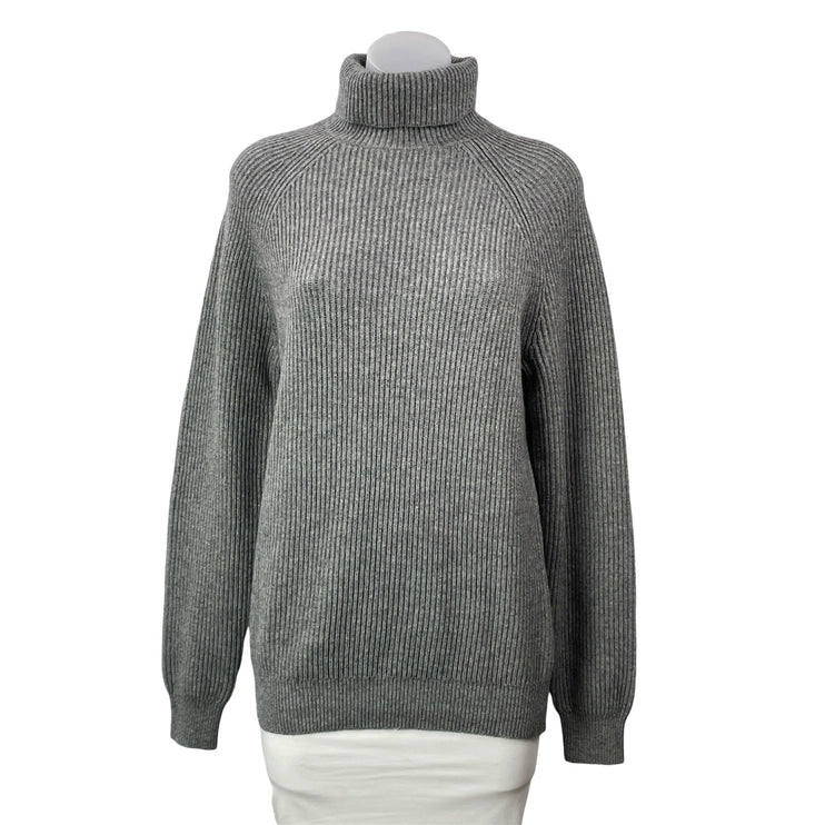 SuitSupply Womens Gray Long Raglan Sleeve Wool Cashmere Turtleneck Sweater Top M