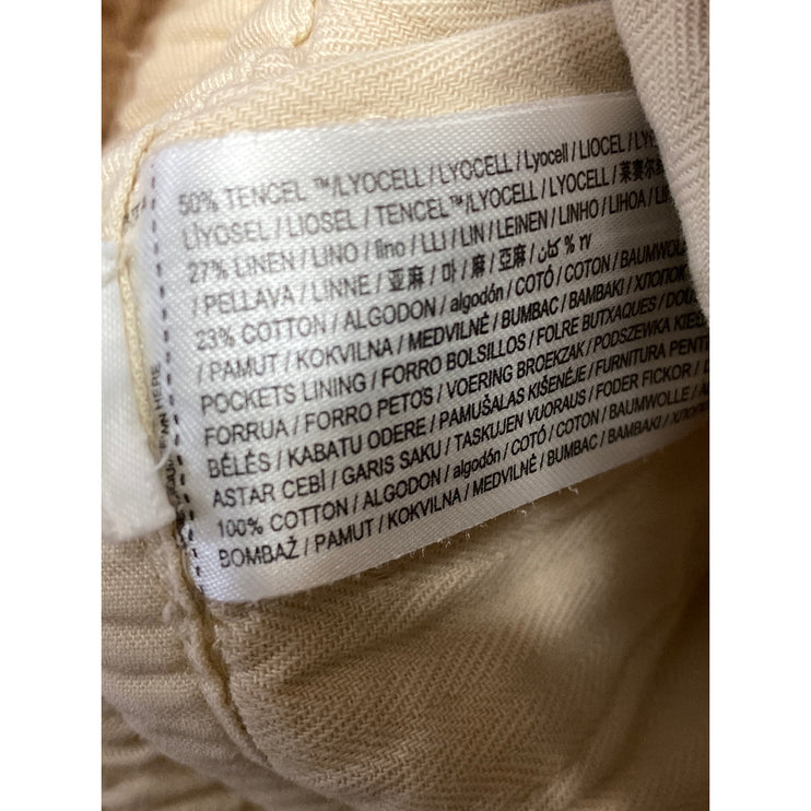 MNG Mango Women's Beige Khaki Drawstring Utility Straight Trousers Pants Size 31