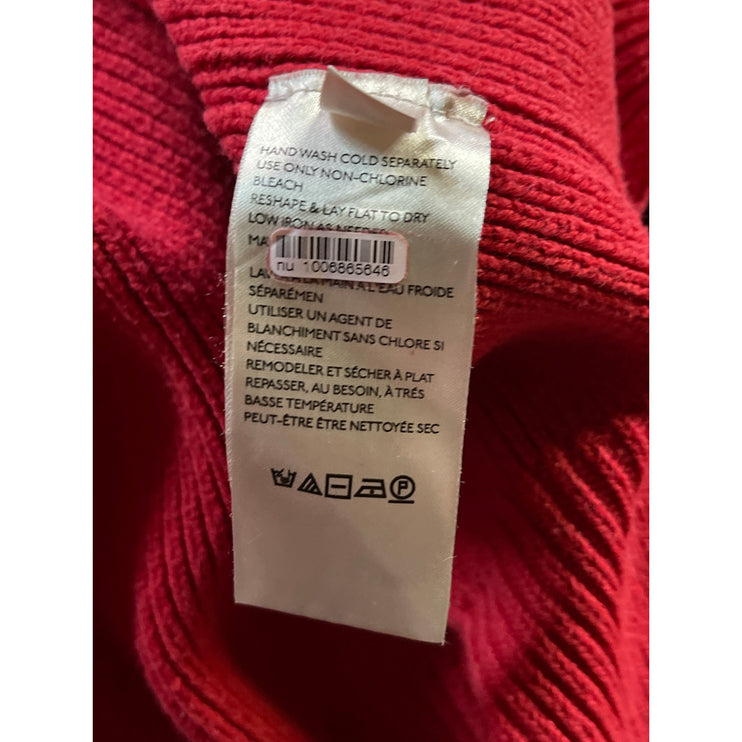Free People Women's Red Ribbed Mock Neck Long Sleeve Sweatshirt Sweater Top M