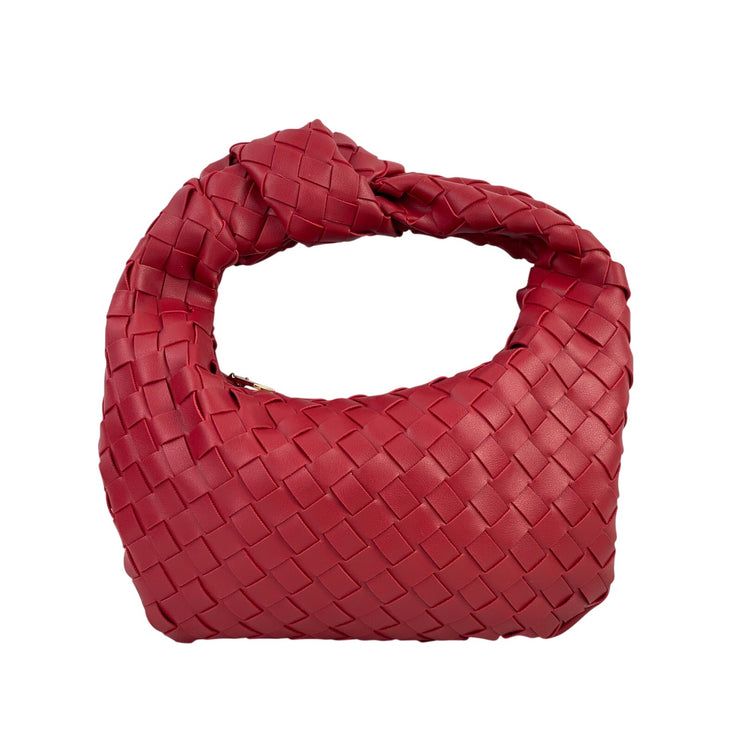 Urban Expressions Red Woven Weave Knotted Hobo Shoulder Mini Handbag Size OS