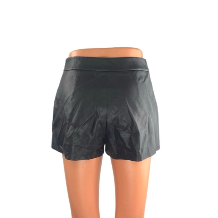 Express Women's Black Faux Leather Vegan Mid Rise Shortie Mini Shorts Size 00
