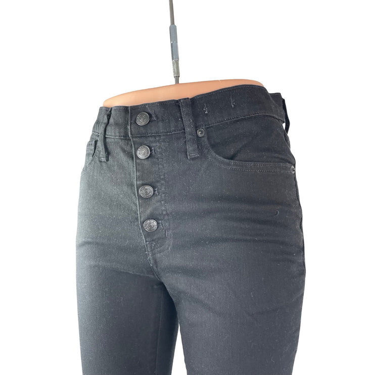 Madewell 9" Mid Rise Skinny Women's Black Button Fly Slim Denim Jeans Size 27