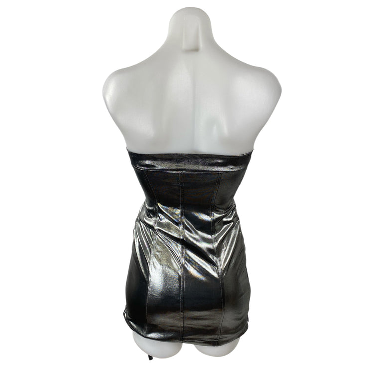 Urban Outfitters Sparkle & Fade Vinyl Bandeau Mini Bodycon Tank Tube Dress Sz XS