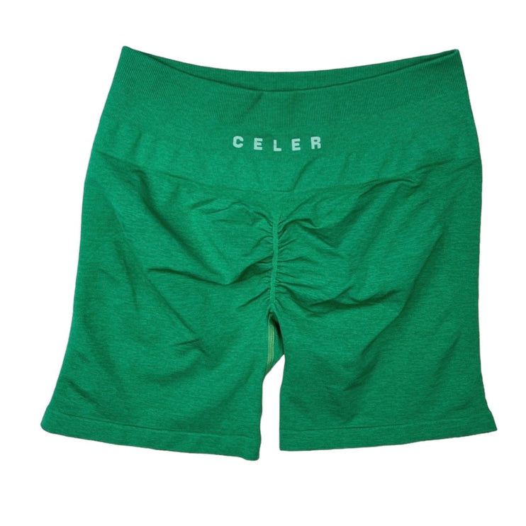 Celer Green High Rise Scrunch Back Pull On Workout Athletic Bike Short Size L