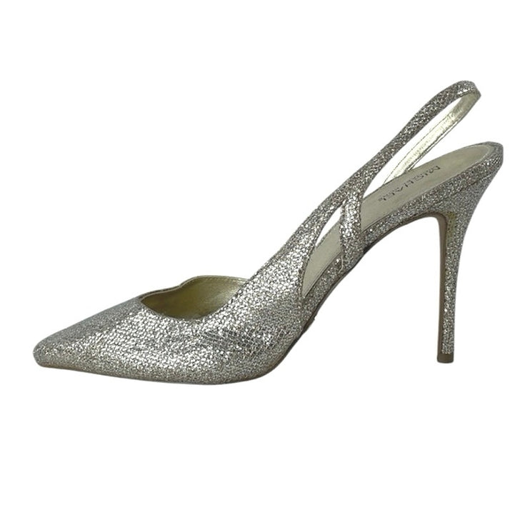Michael Kors Alina Flex Silver Pointed Slingback Strap Pumps Stiletto Heels 8.5