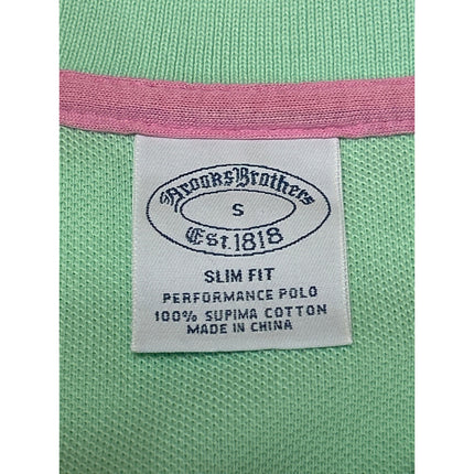 Brooks Brothers Men's Green Slim Fit Logo Short Sleeve Polo Shirt Top Size S