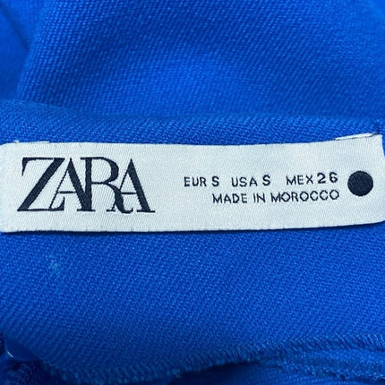 Zara Women's Royal Blue Asymmetrical Sleeveless Back Zip Shirt Blouse Top Size S