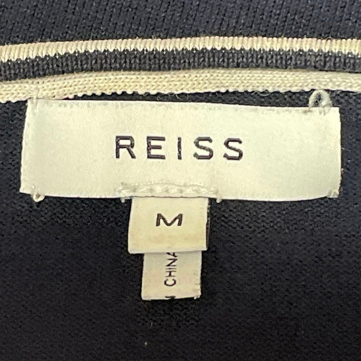 Reiss Kyle Pique Mens Navy Blue Crew Neck Knit Short Sleeve Tee T-shirt Top Sz M