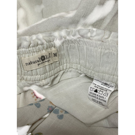 Natural Life Women's White Floral Embroidered Wide Leg Palazzo Trousers Pants M