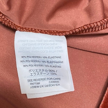 Madewell Women's Orange Velvet Velour Mock Neck Short Sleeve Blouse Top Size S